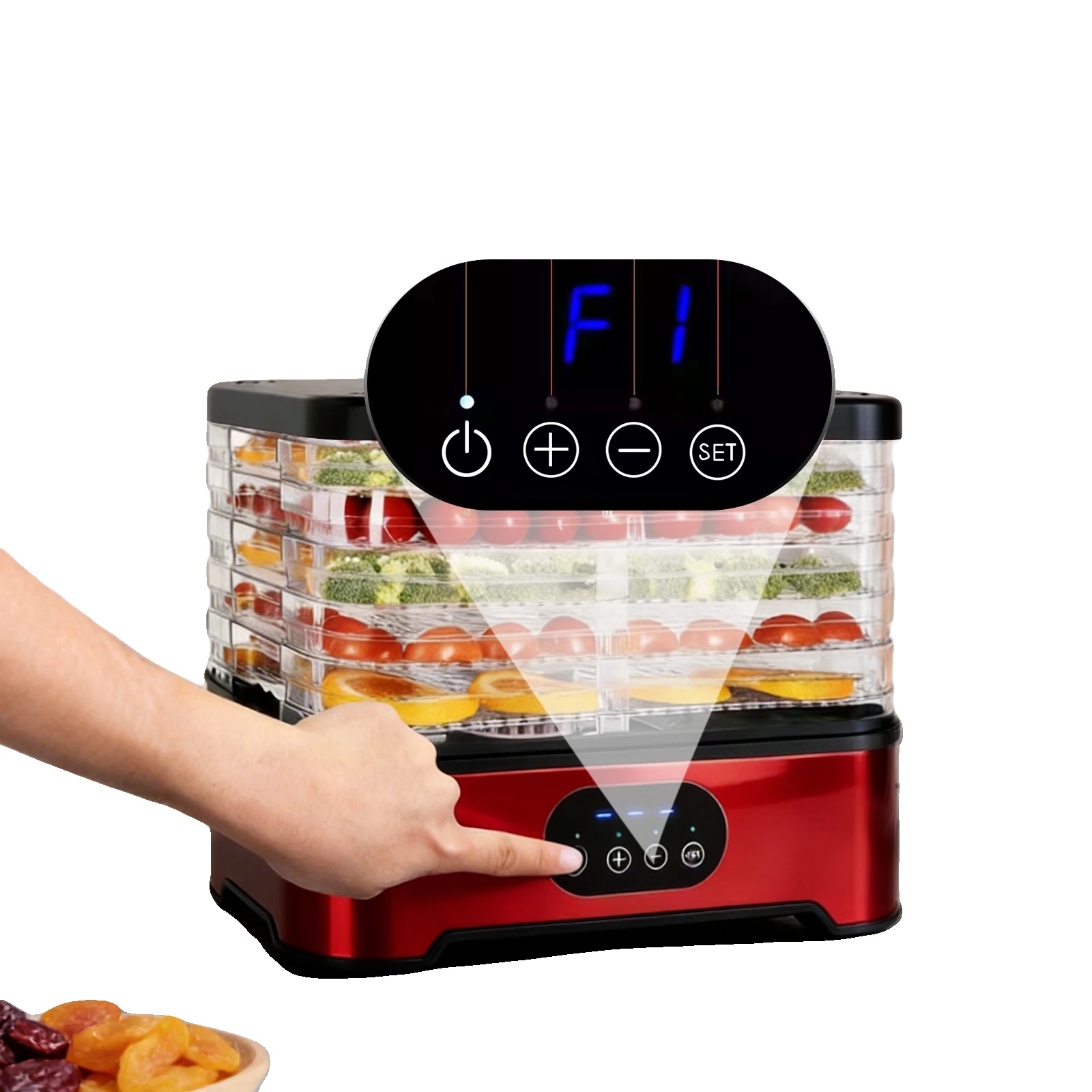 Lebensmittel-dehydrator, 5 Schichten, 350 Watt, Einstellbare Temperaturregelung, Bis Zu 24-stunden-timer, Leichtes Design