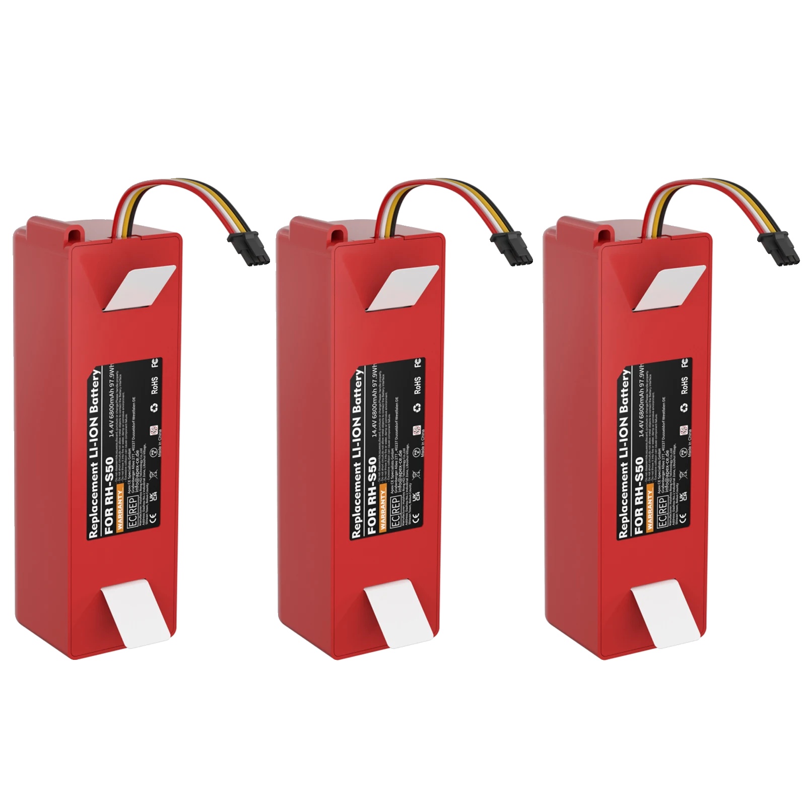 Staubsaugerbatterie, 6800mah Kapazität, Kompatibel Mit Beliebten Robotern, 3bat, 14,4 V-d