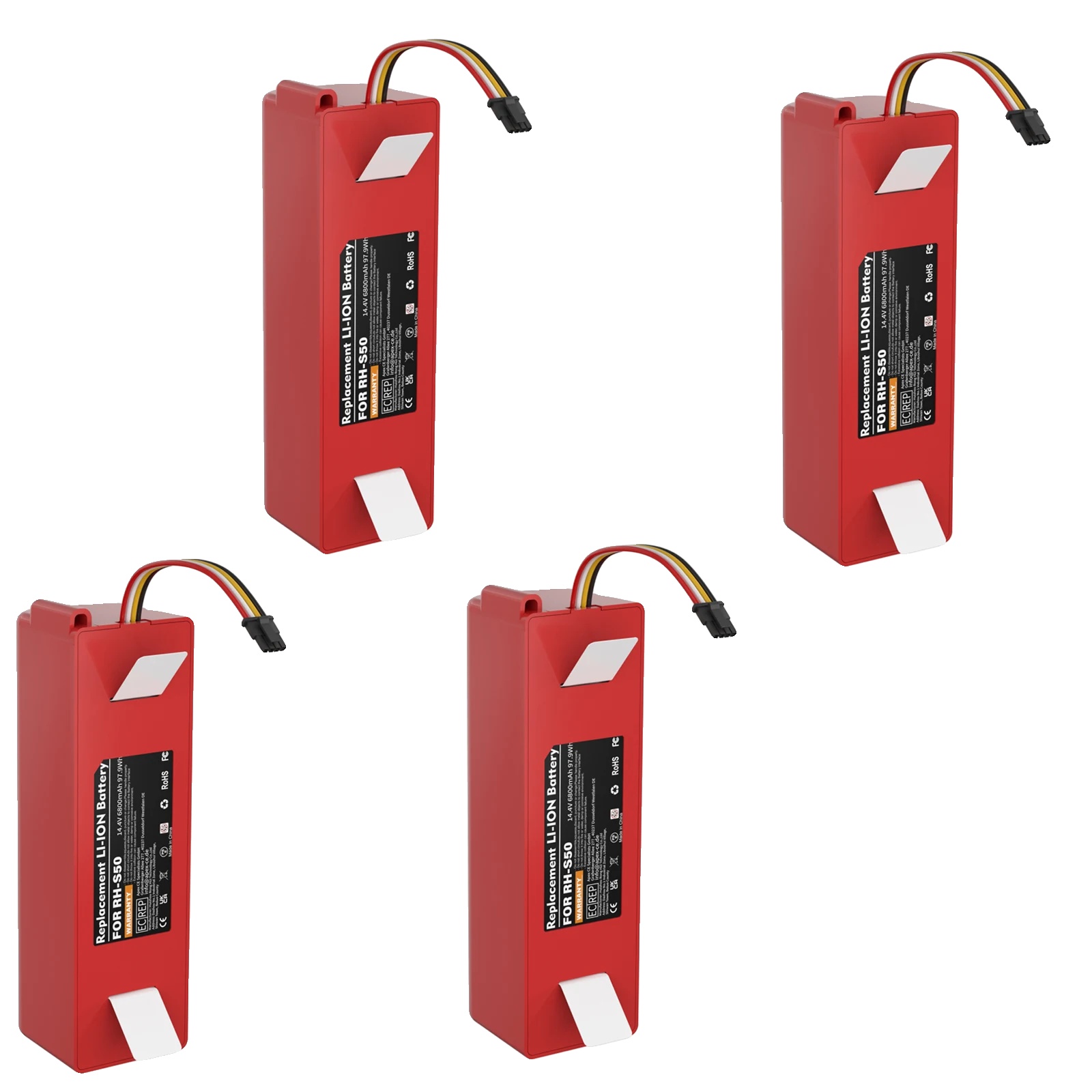 Staubsaugerbatterie, 6800mah Kapazität, Kompatibel Mit Beliebten Robotern, 4bat, 14,4 V