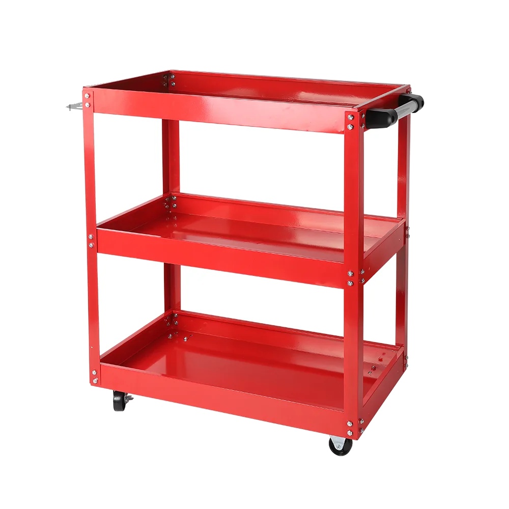Werkzeugwagen, 3-stufiges Design, 100 Kg Tragfähigkeit, Rot