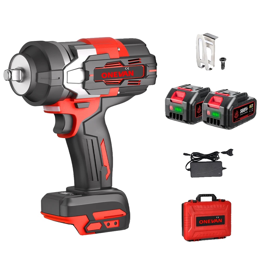 Elektrischer Schlagschrauber, 2800 N·m Drehmoment, Bürstenloser Motor, 2 Batterien Eu Stecker B