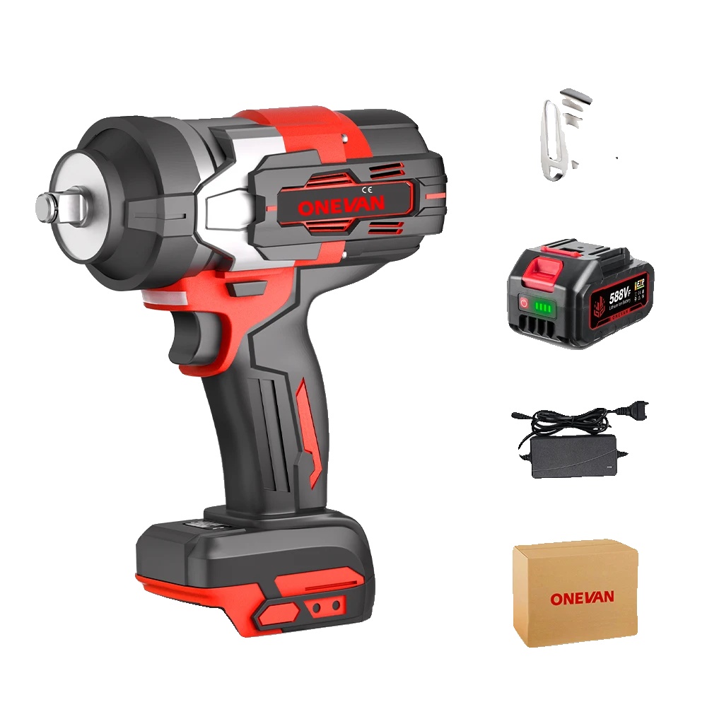 Elektrischer Schlagschrauber, 2800n.m Drehmoment, Bürstenloser Motor, 1 Batterie Eu-stecker