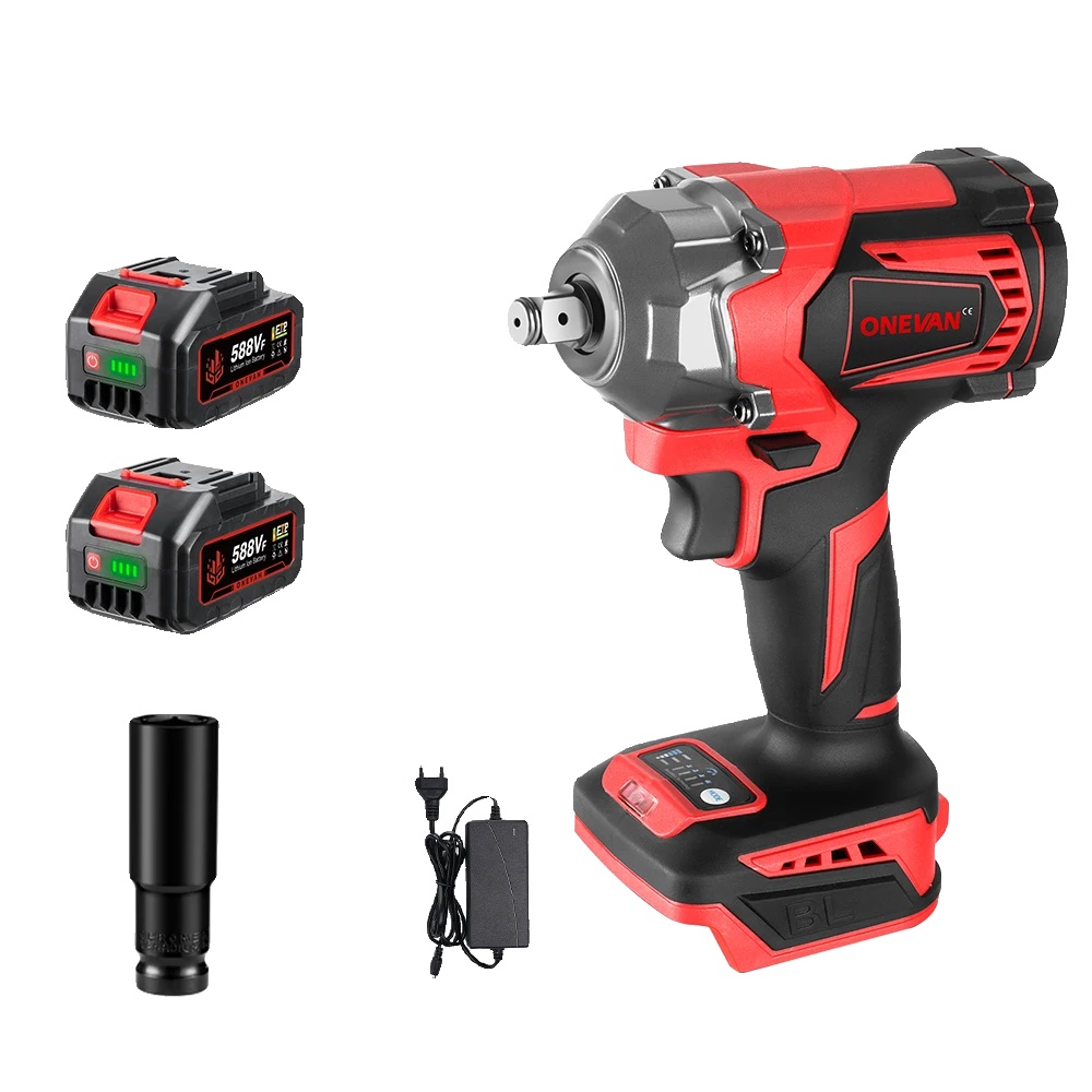 Elektrischer Schraubenschlüssel, 1200n.m Drehmoment, Bürstenloser Motor, 2 Batterie Eu Stecker