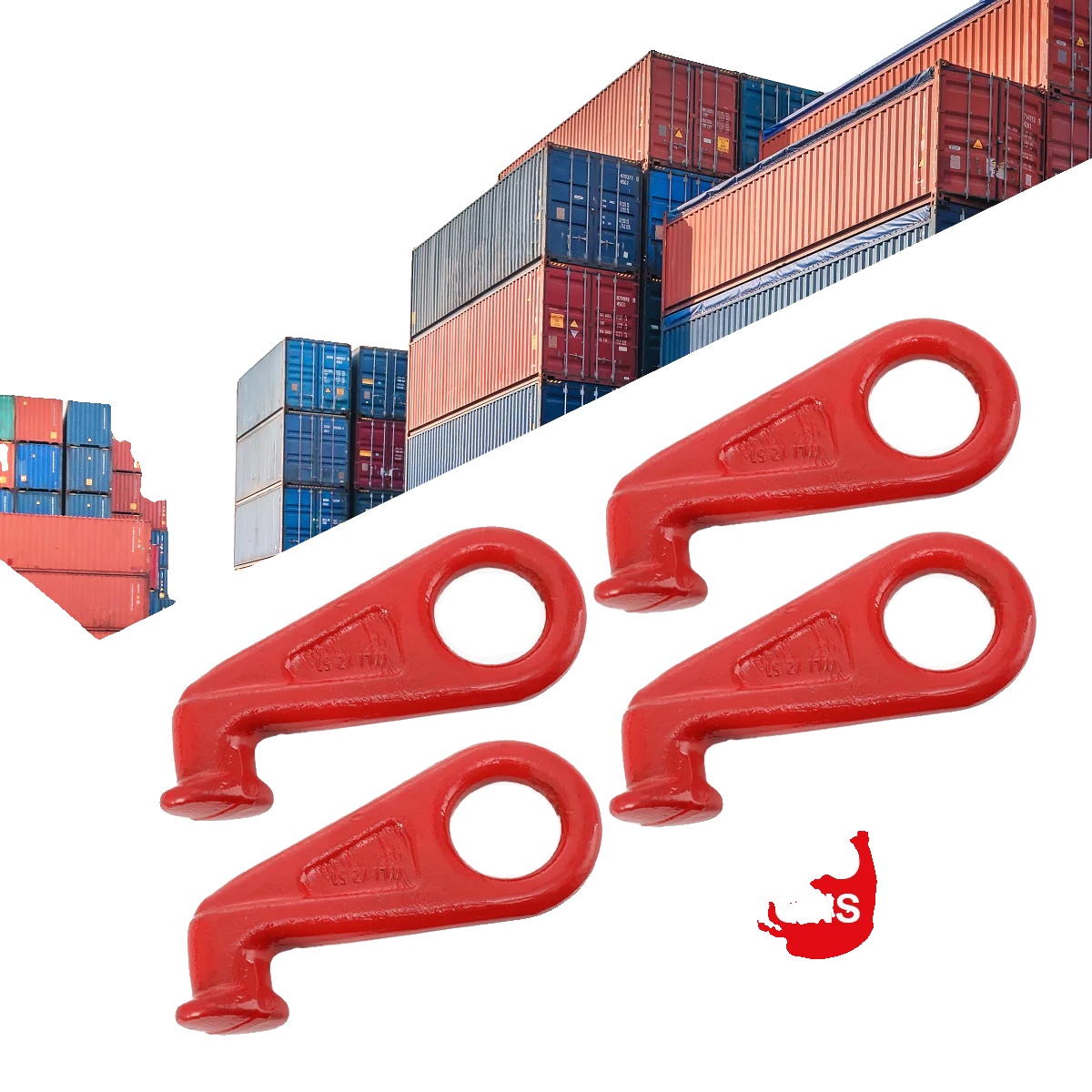 Container Hebehaken, 12,5 Tonnen Tragfähigkeit, Geschmiedeter Legierungsstahl, 45-grad-winkel, Modellnummer Jgj-wwhtj-010, Standard-industriemaße
