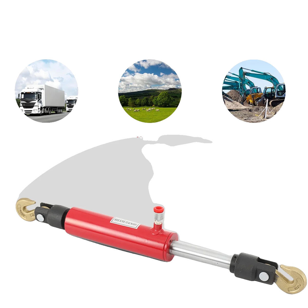Hydraulischer Zugzylinder, 10 Tonnen Tragfähigkeit, 5 Zoll Hub, Stahlkonstruktion, Kompatibel Mit Hydrauliksystemen, Hakenbefestigungen