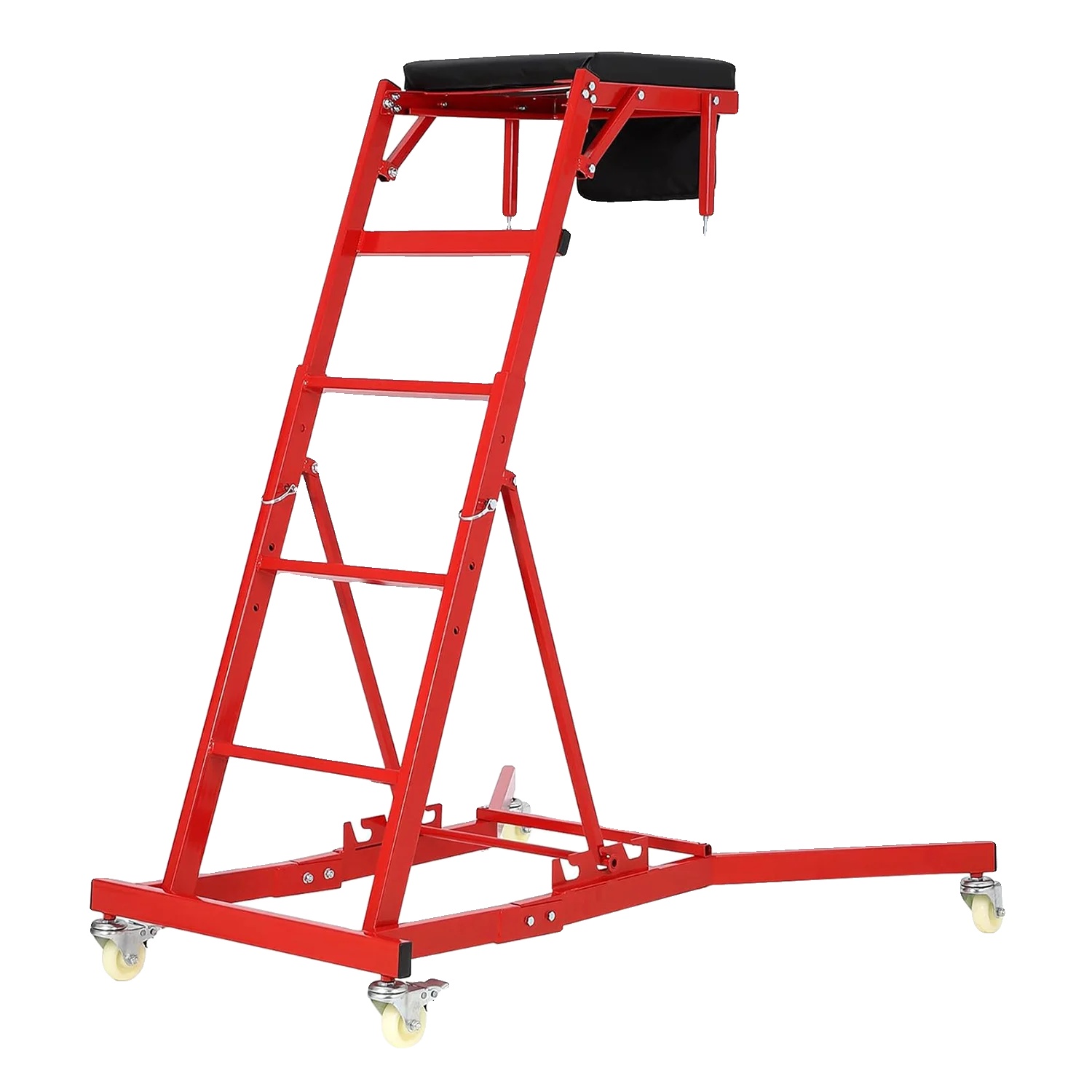 Mechanikkriecher, Verstellbare Länge, Verriegelbare Räder, Rot