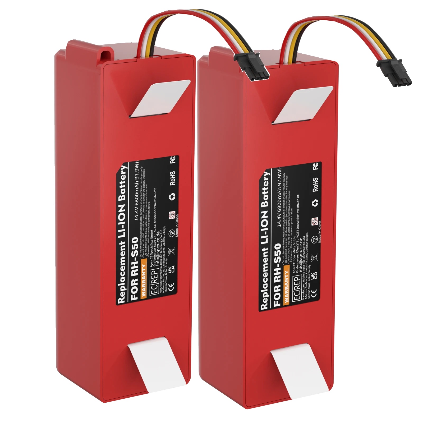 Robotersauger-batterie, 6800mah Kapazität, Lithium-ionen-technologie, 2 Batterien