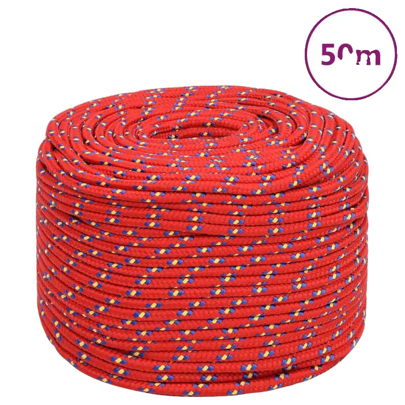 Seil, Polypropylenmaterial, 50 Meter Länge, Rot
