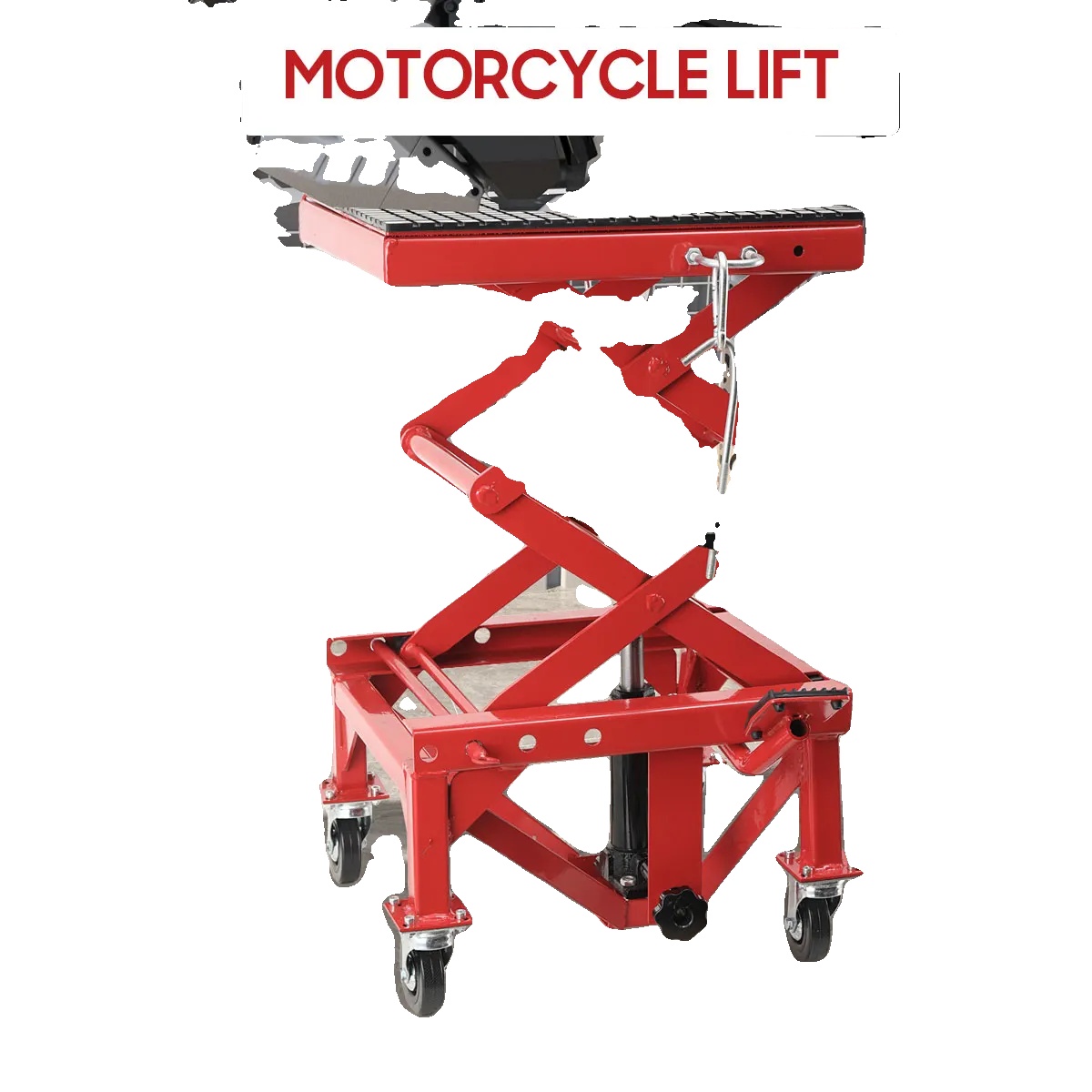 Motorradheber, Maximalhöhe 905 Mm, Minimalhöhe 350 Mm, Tragfähigkeit 350 Lbs, Robuste Stahlkonstruktion, 2 Abschließbare Rollen