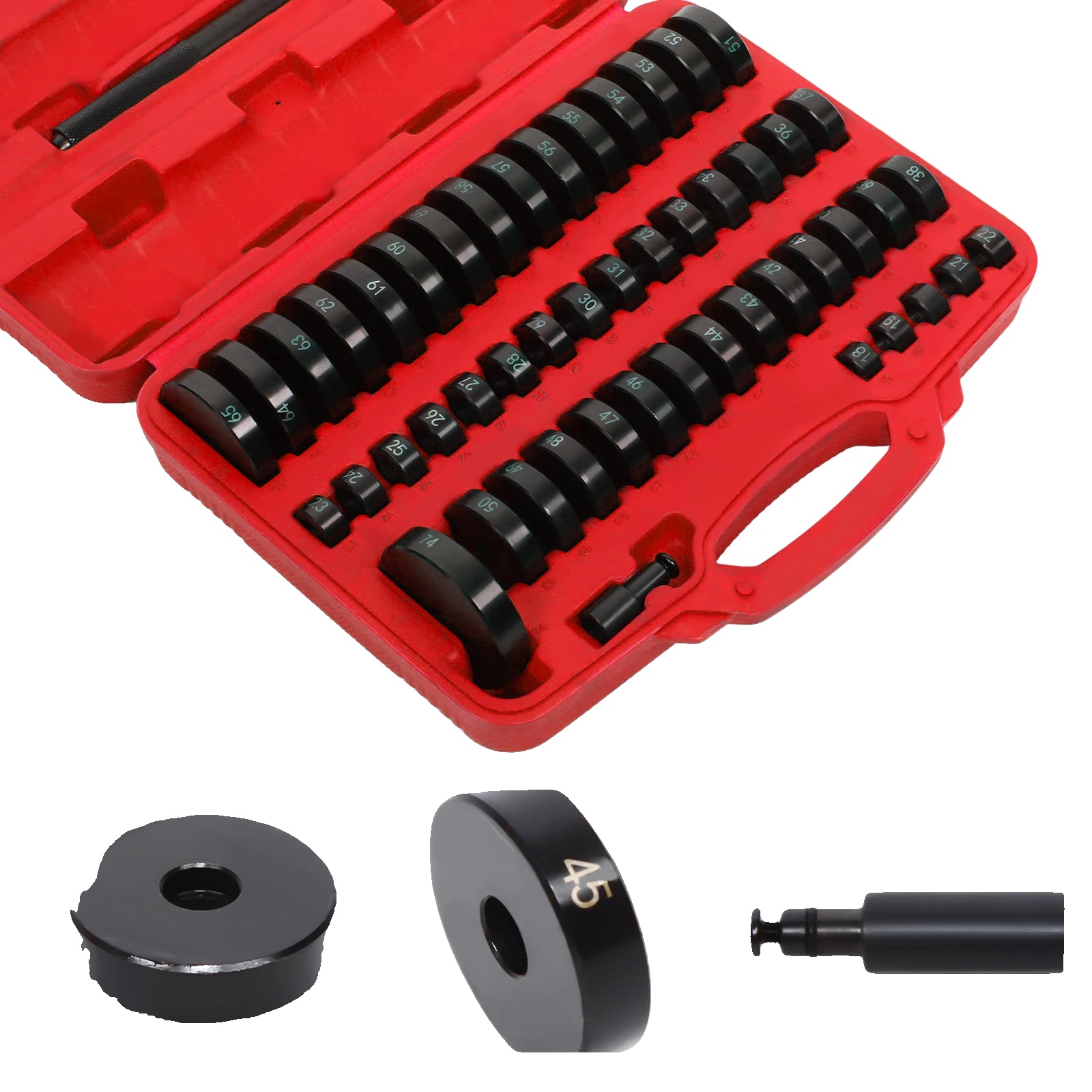 Radlagerpresswerkzeug-set, 51-teilig, Aus Langlebigem Kohlenstoffstahl, Rot