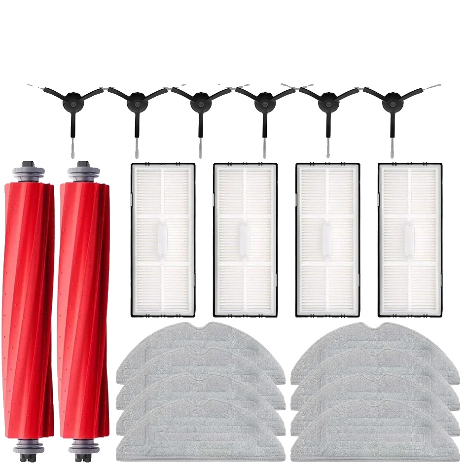 Roboterstaubsauger Zubehör, Hepa-filter, Reinigungsbürsten-set, Rot