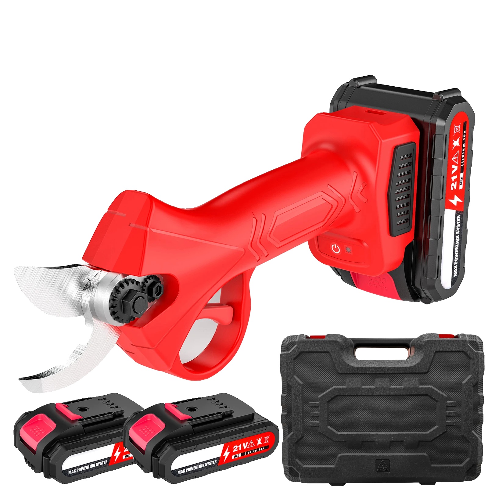 Akku-gartenschneider, Bürstenloser Motor, Ergonomisches Sicherheitsdesign, 2 Batterien