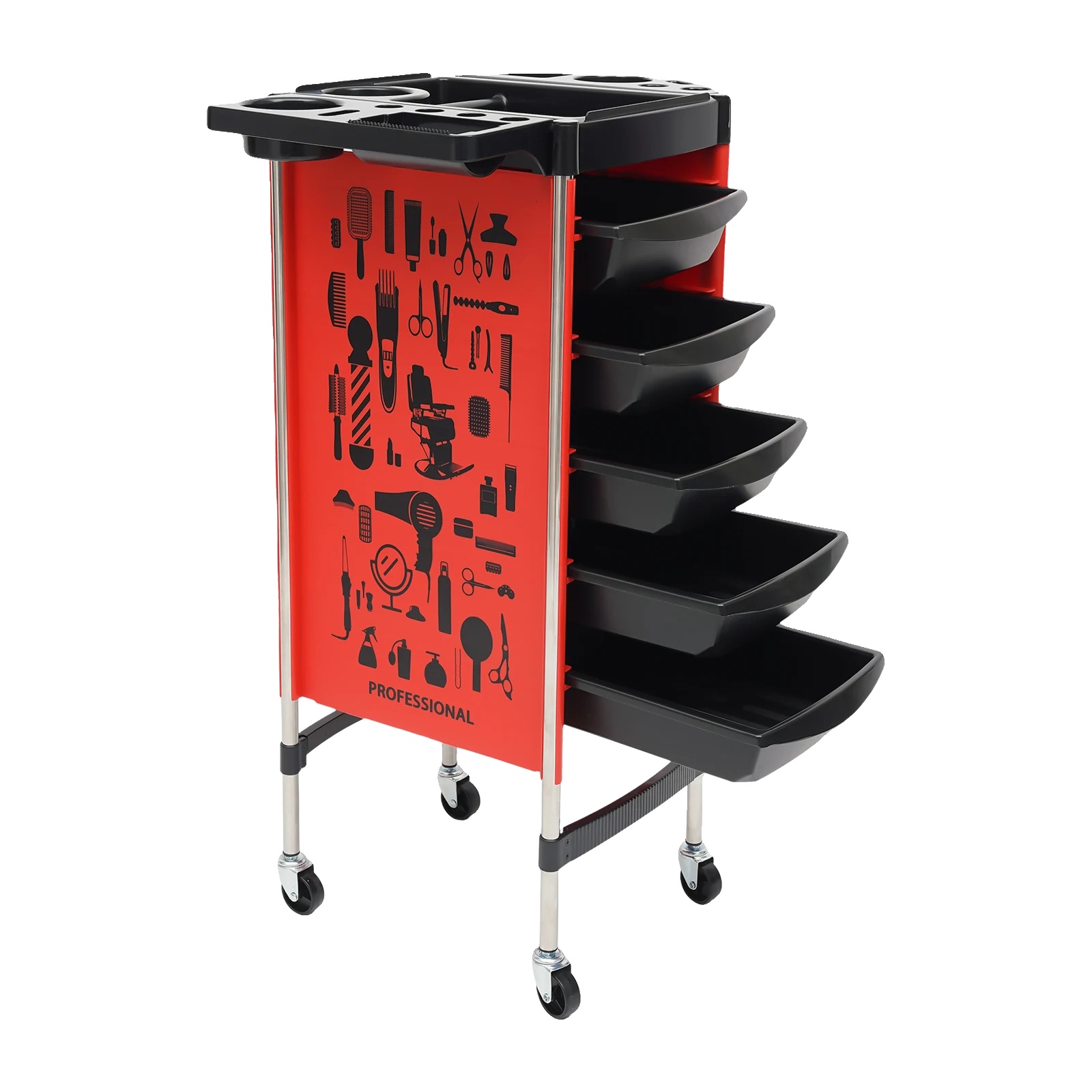 Salonwagen, Multifunktionaler Organizer, Hohe Tragfähigkeit, Rot
