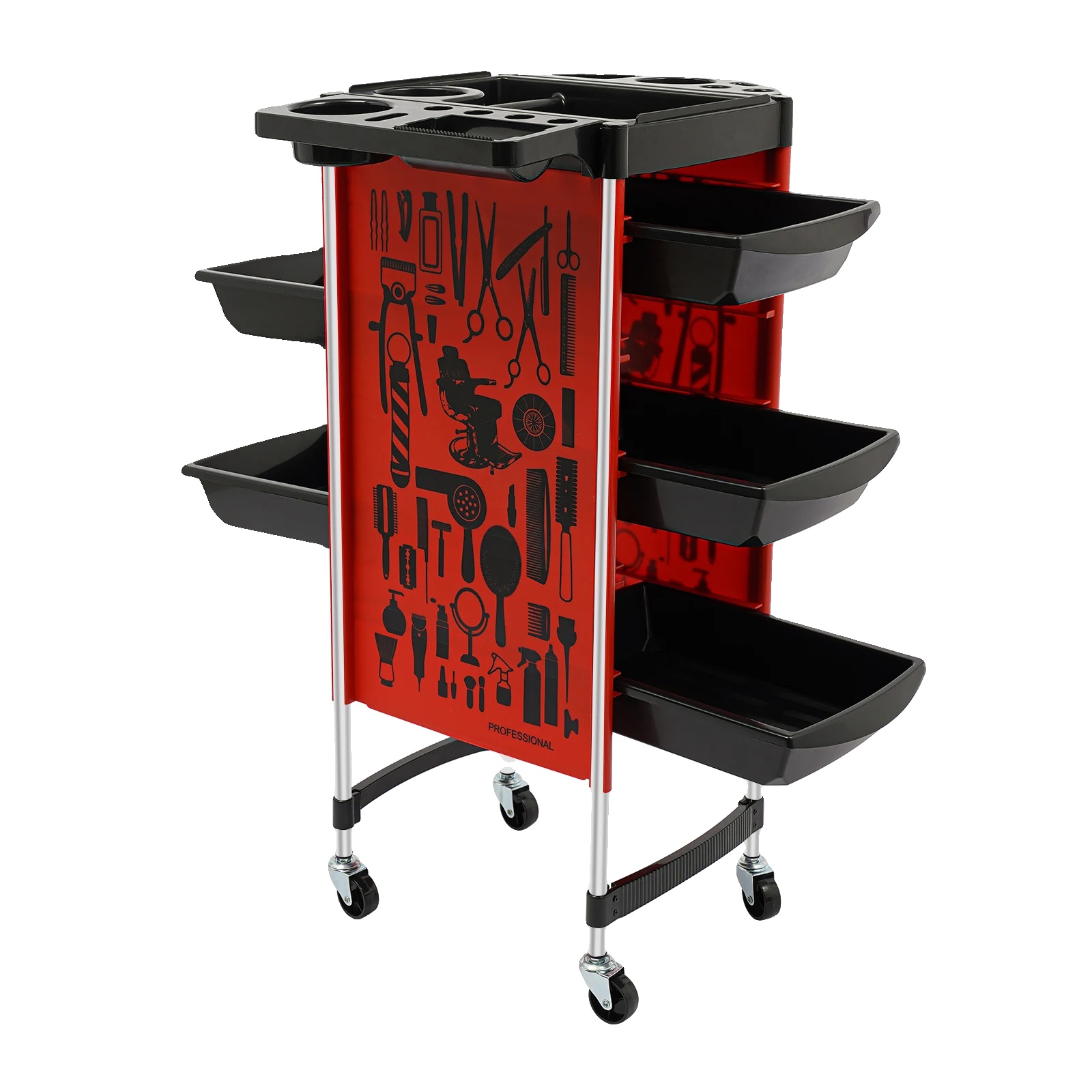 Friseurtrolley, 5 Schubladen, Mobiles Design, Rot
