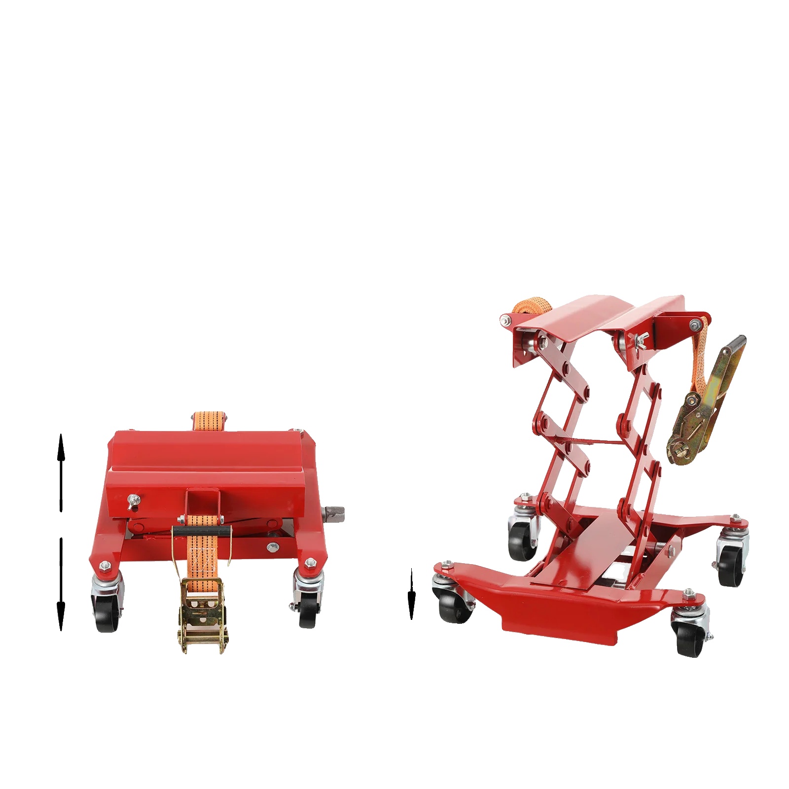 Übertragungsjack, Tragfähigkeit 200kg, Höhenbereich 185-590mm, Grundabmessungen 420 X 400mm, Antriebssteckdosenmaß 1/2" Sq. Dr., Rollen-durchmesser