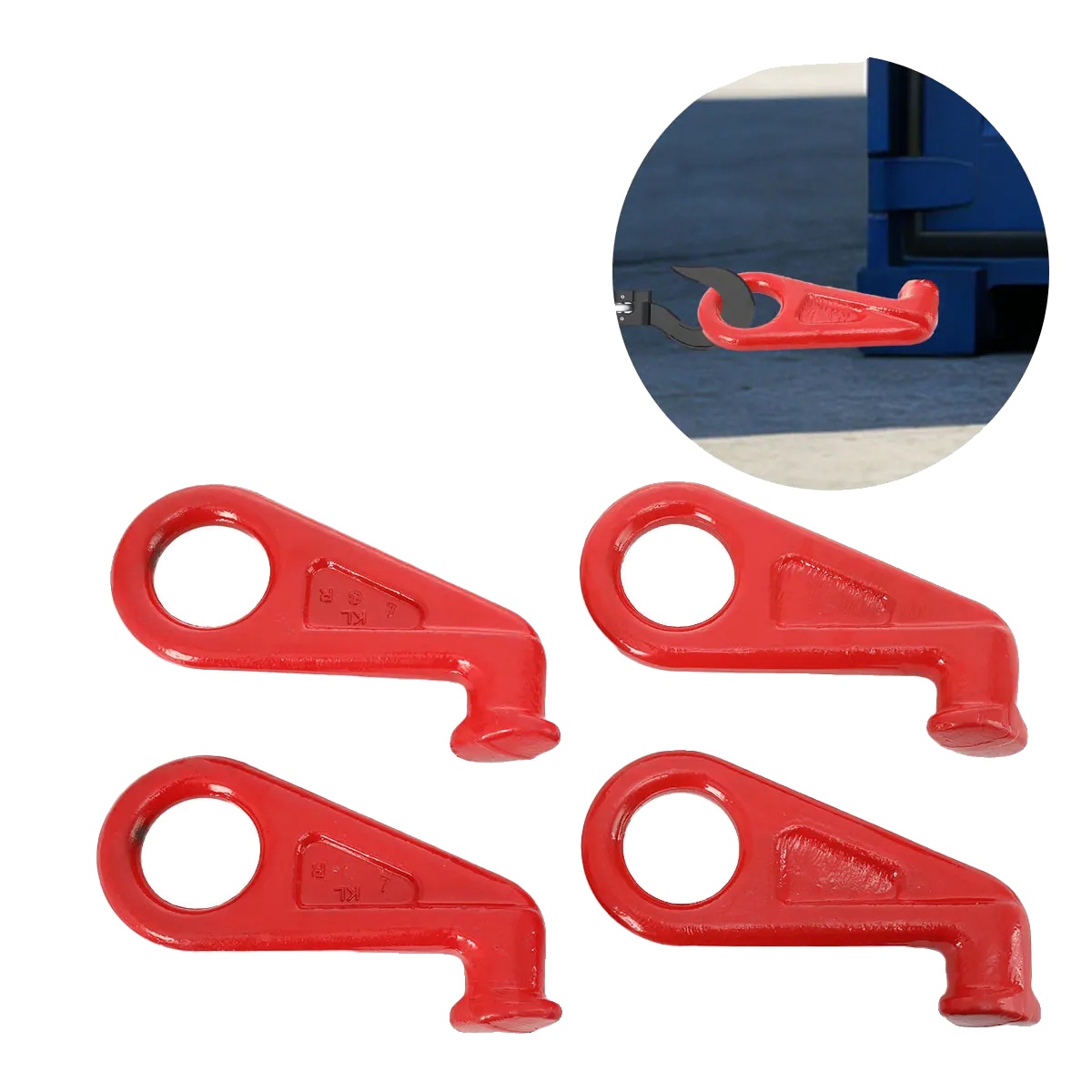 Container Hebehaken, Tragfähigkeit 12,5 Tonnen, 4-teiliges Set, Abmessungen 25 X 12 Cm, Betriebswinkel 45°, Gewicht 4 Kg