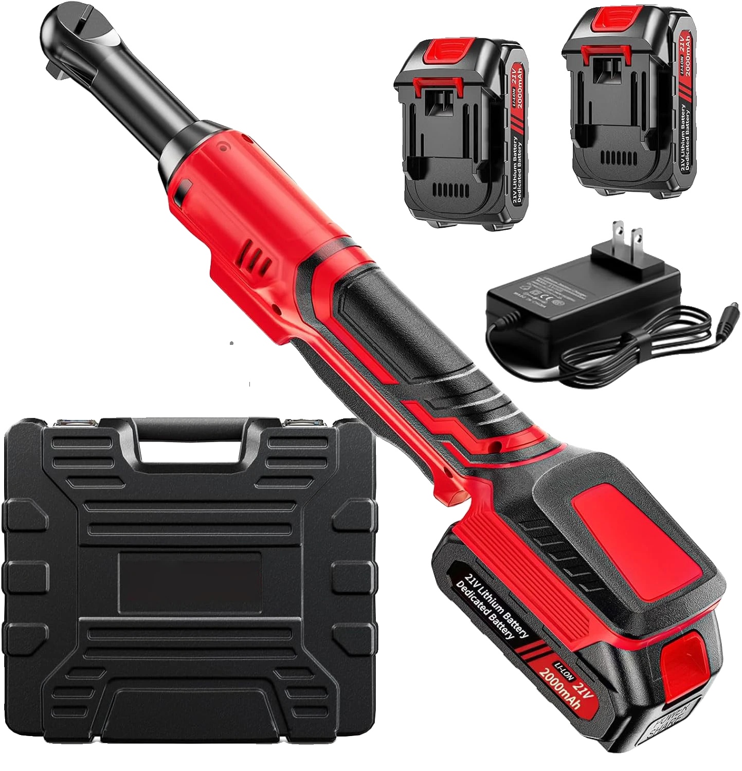 Elektrischer Ratschen-schraubenschlüssel, 21v, Kabellos, 2 Batterien Set