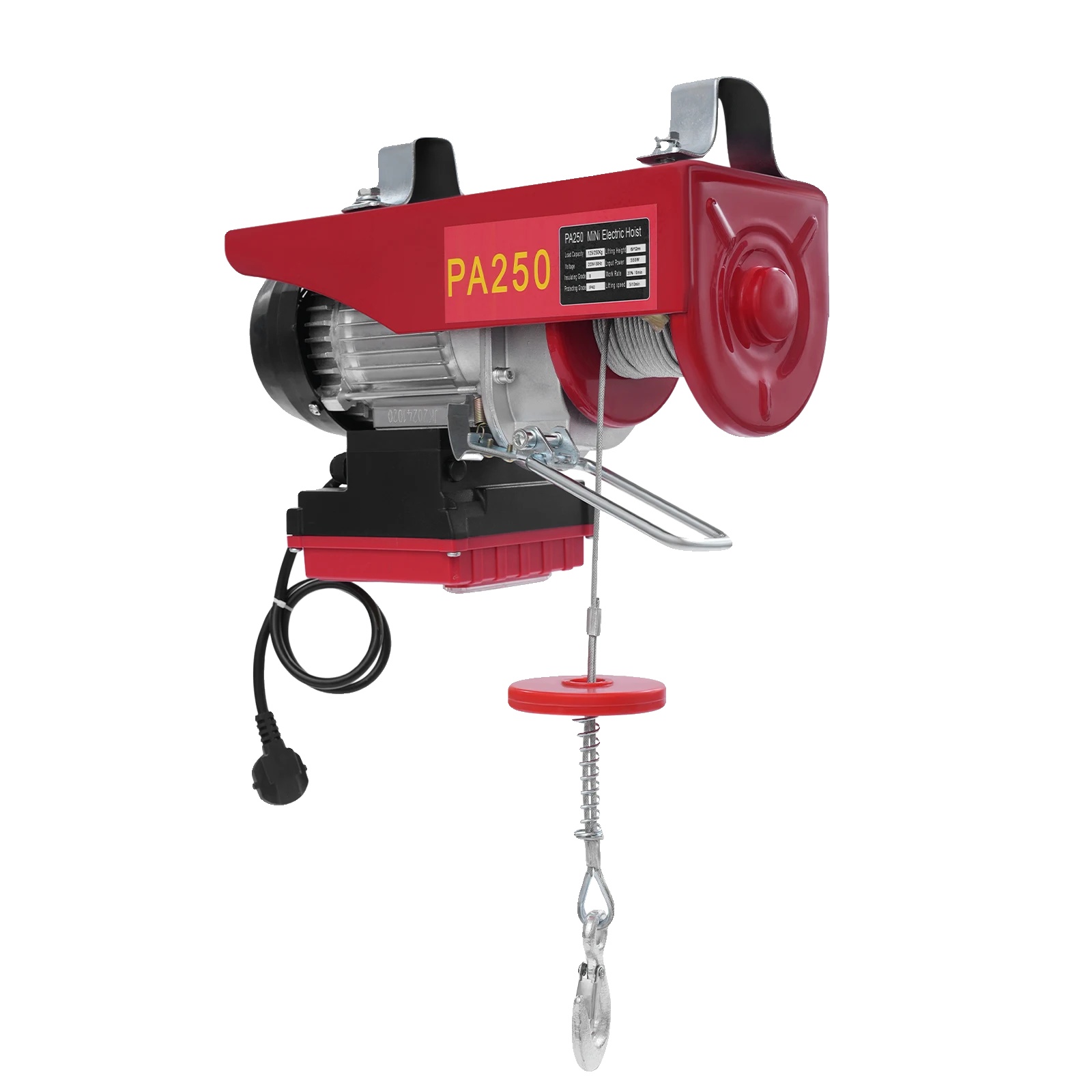 Elektrischer Winden, 250 Kg Tragfähigkeit, Funkfernbedienung, Rot