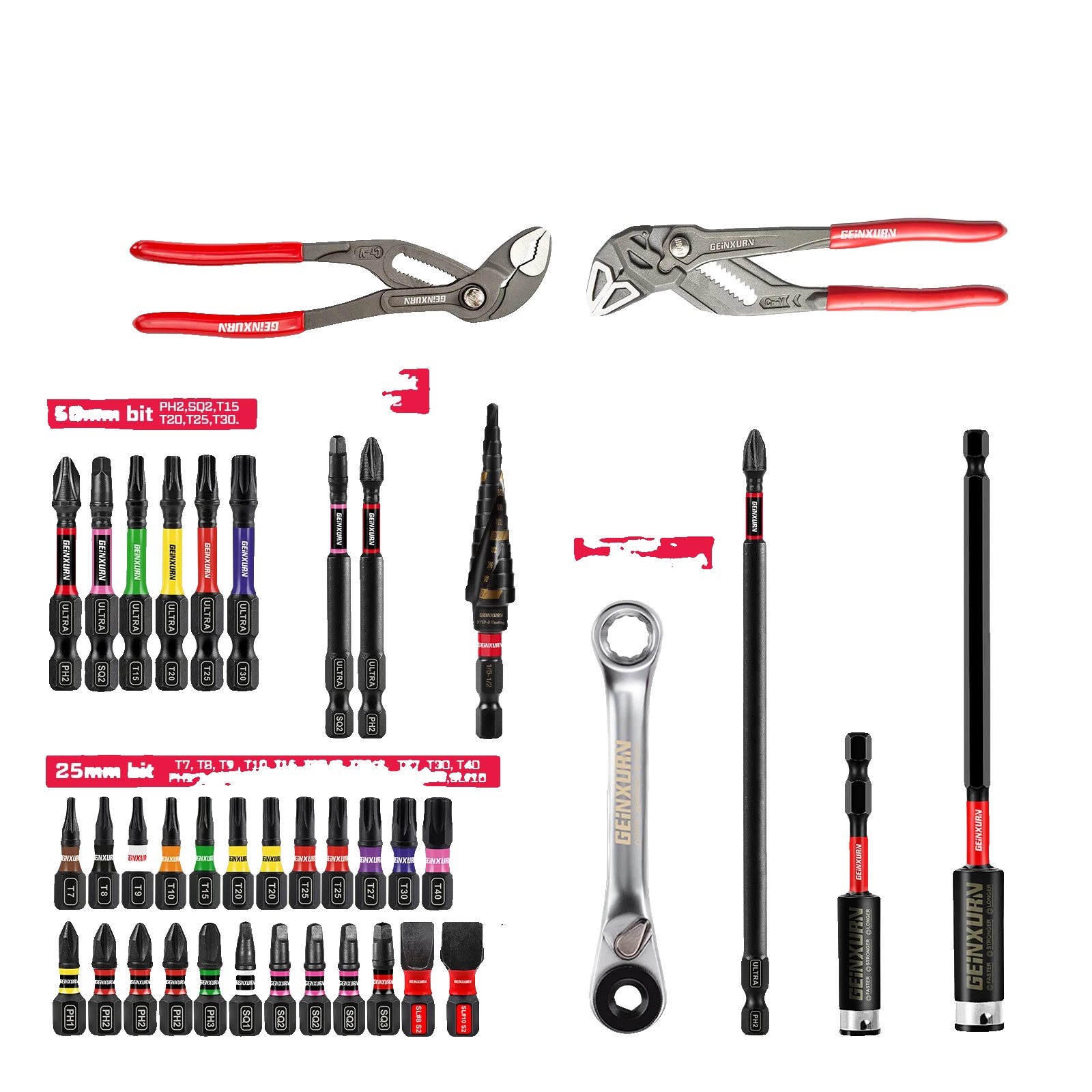Werkzeugset, Robuste Werkzeugkiste, S2-stahlbits, 39pcs