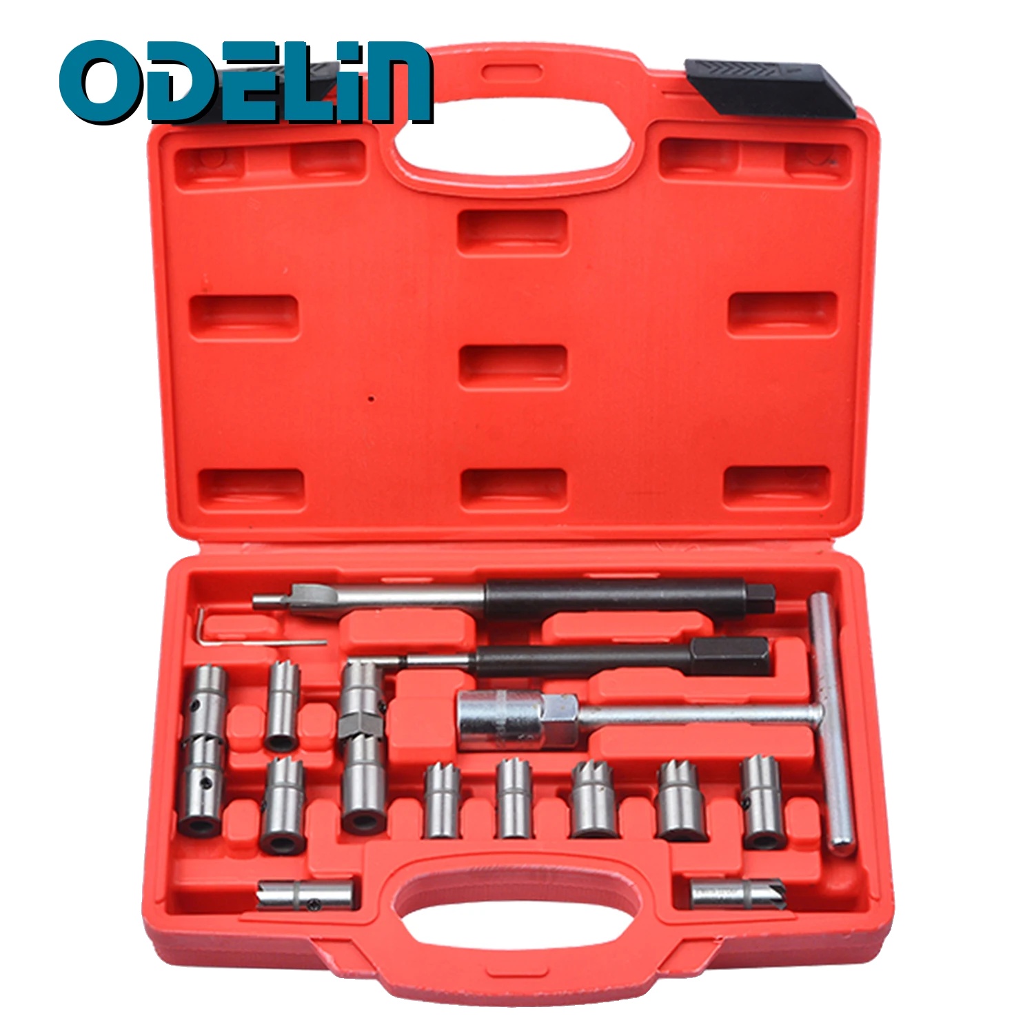 Diesel-injektor-sitzschneider-set, 17 Teile, Metallmaterial, Vielseitige Kompatibilität, Blasengeformter Aufbewahrungskoffer, Ideal Zum Reinigen Und