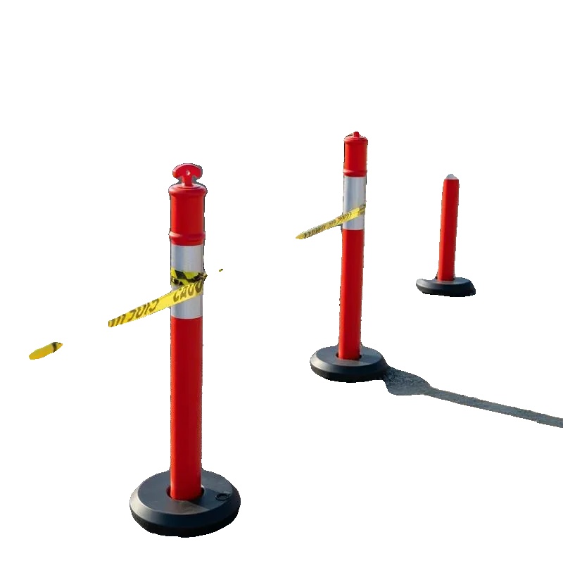 Verkehrsleitpfosten, Füllbarer Sockel, Reflektierende Sicherheitsstreifen, Rot