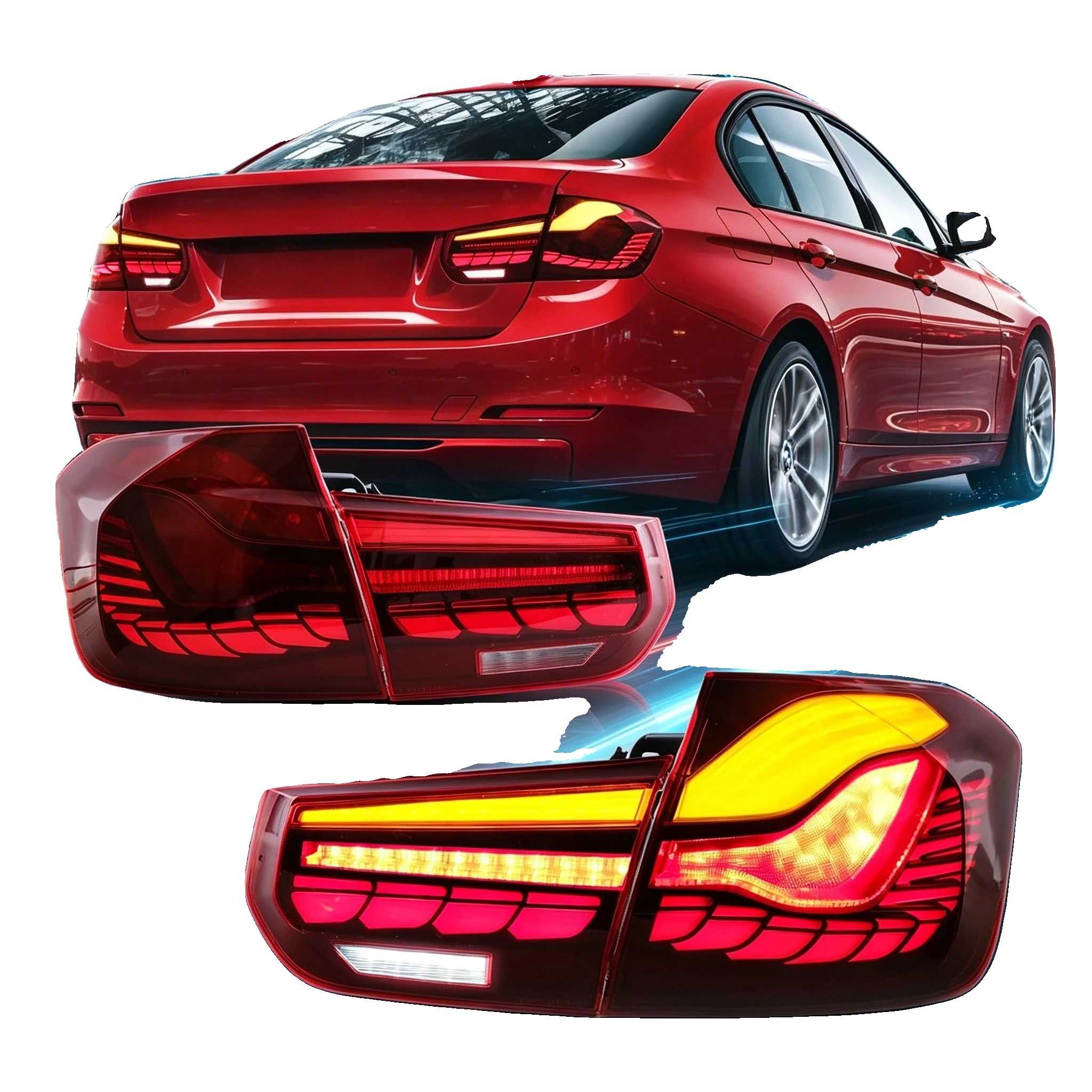 Rücklichtanordnung, Sequenzielle Blinker, Wasserdichtes Design, Rot