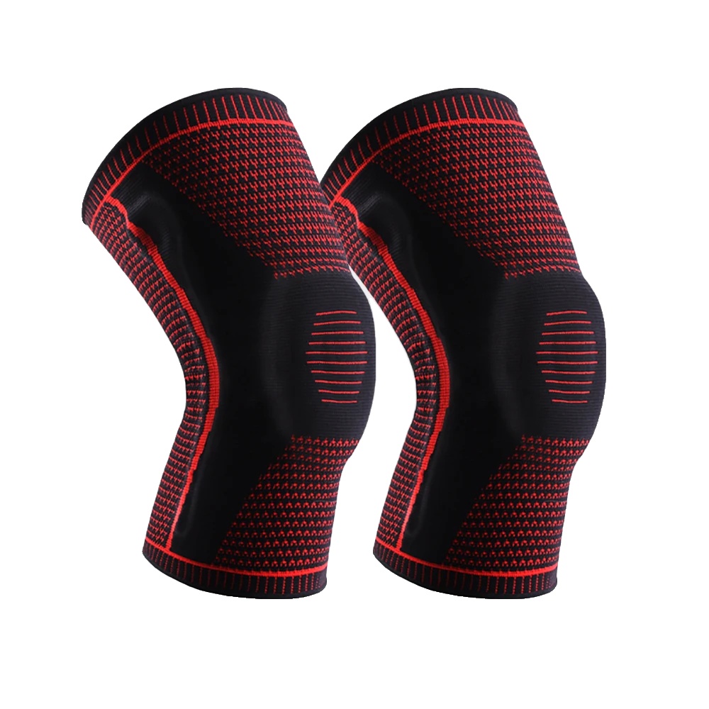 Knieschützer, Kompressionsunterstützung, Leichtes Design, 2pc-rot, L