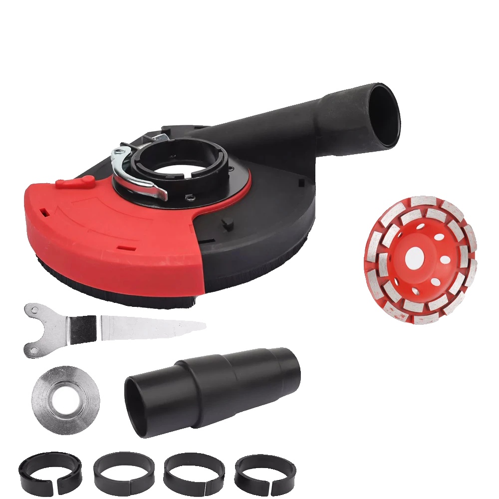 Staubabsaughaube, Verstellbarer Anschluss, Bürstenring Für Verbesserte Leistung, Rot - 2pcs