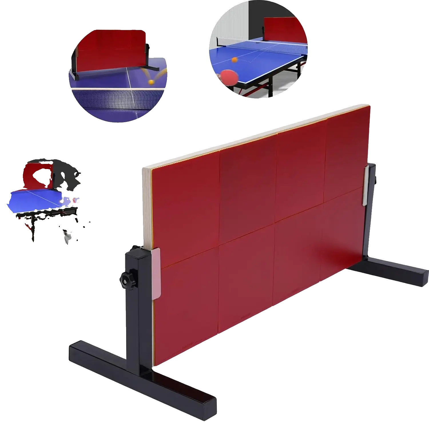 Tischtennis Rückprallbrett, Massivholz, 66 Cm X 33 Cm, Metallstütze, Gummihülle, 5 Kg