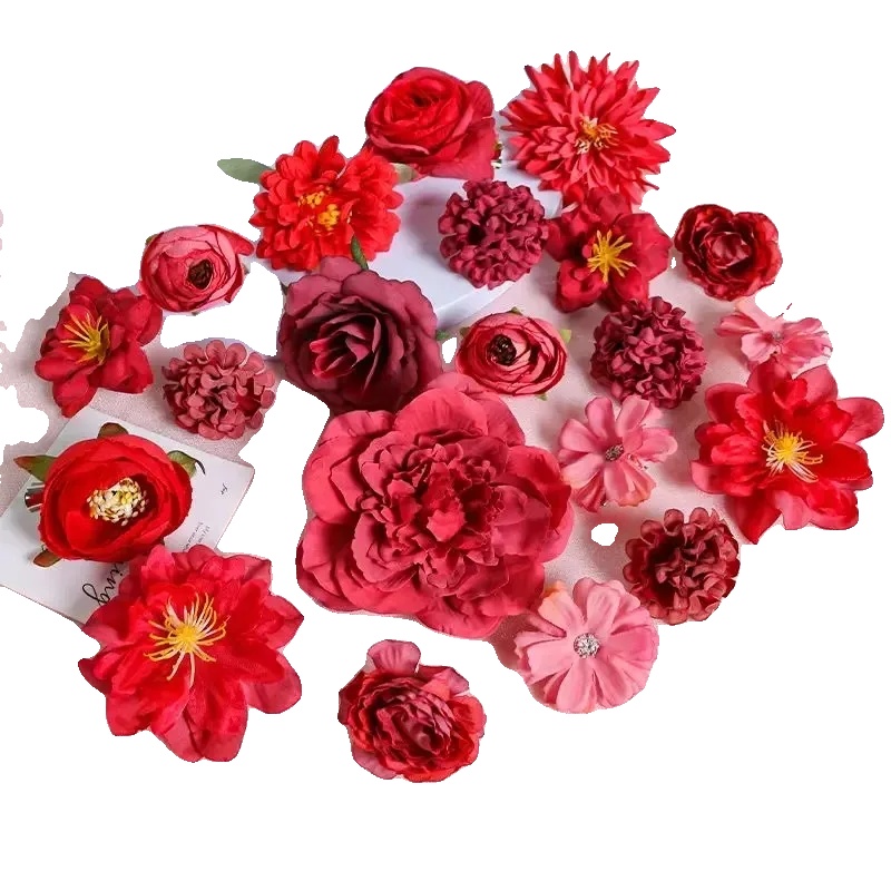 Künstliche Blumen, Seidenrosen, Innendekoration, 21 Stück Rot