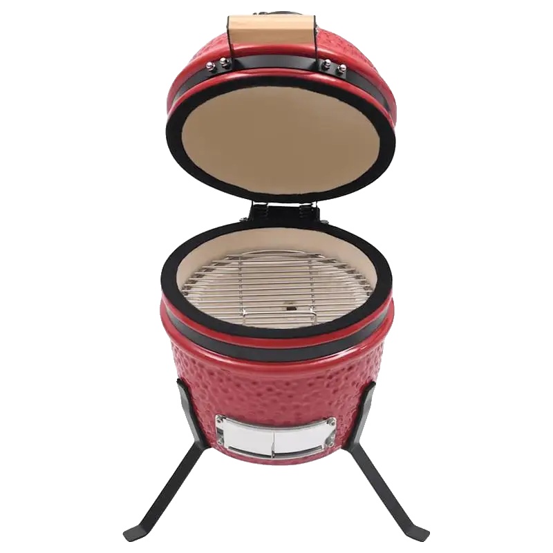 Kamado Smoker Grill, Keramische Konstruktion, Vielseitige Kochmöglichkeiten, Rot