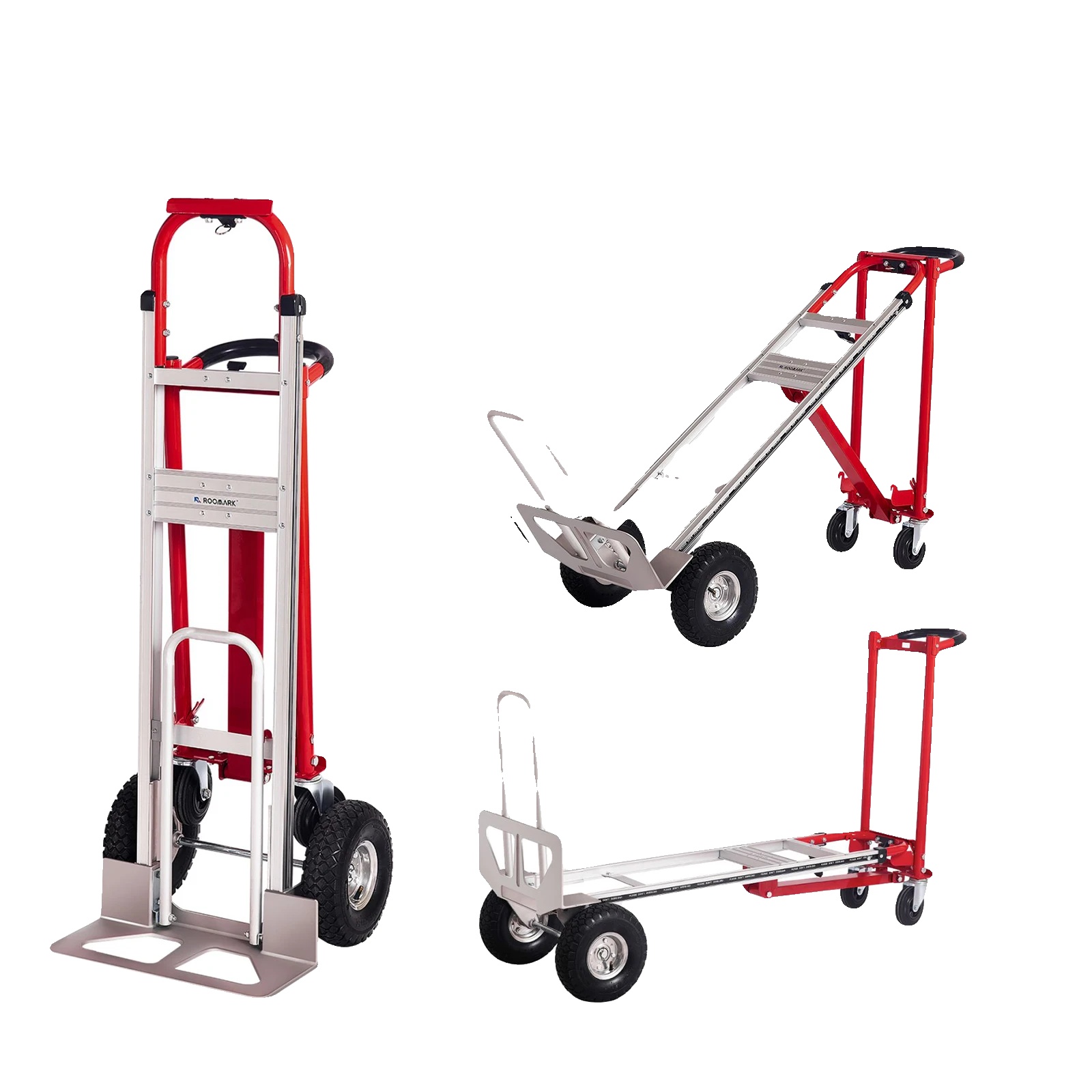 Handwagen, 4-in-1 Umwandelbar, 363 Kg Tragfähigkeit, Rot
