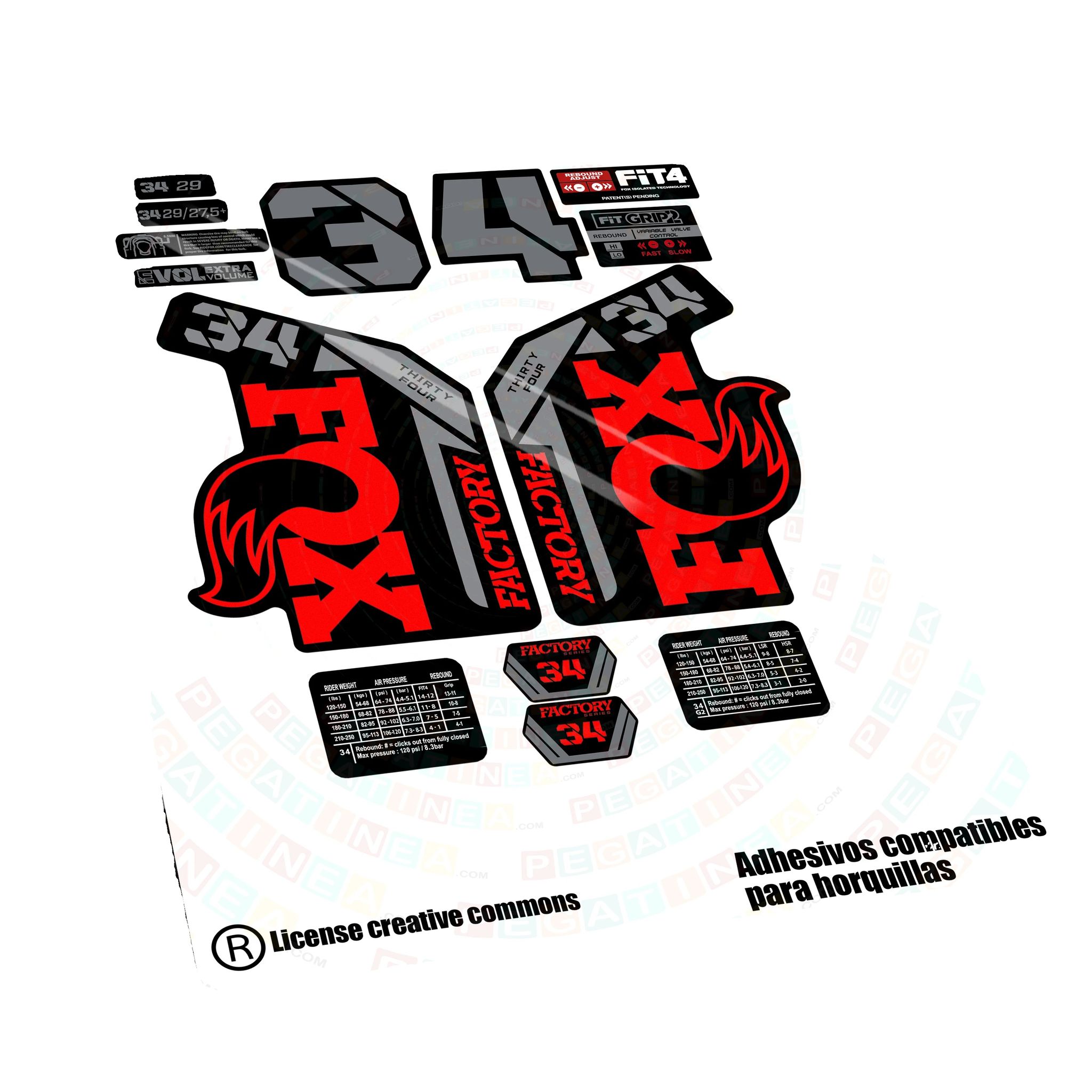 Gabelaufkleber, Anpassbares Design, Langlebiges Vinyl, Rotes Fluor