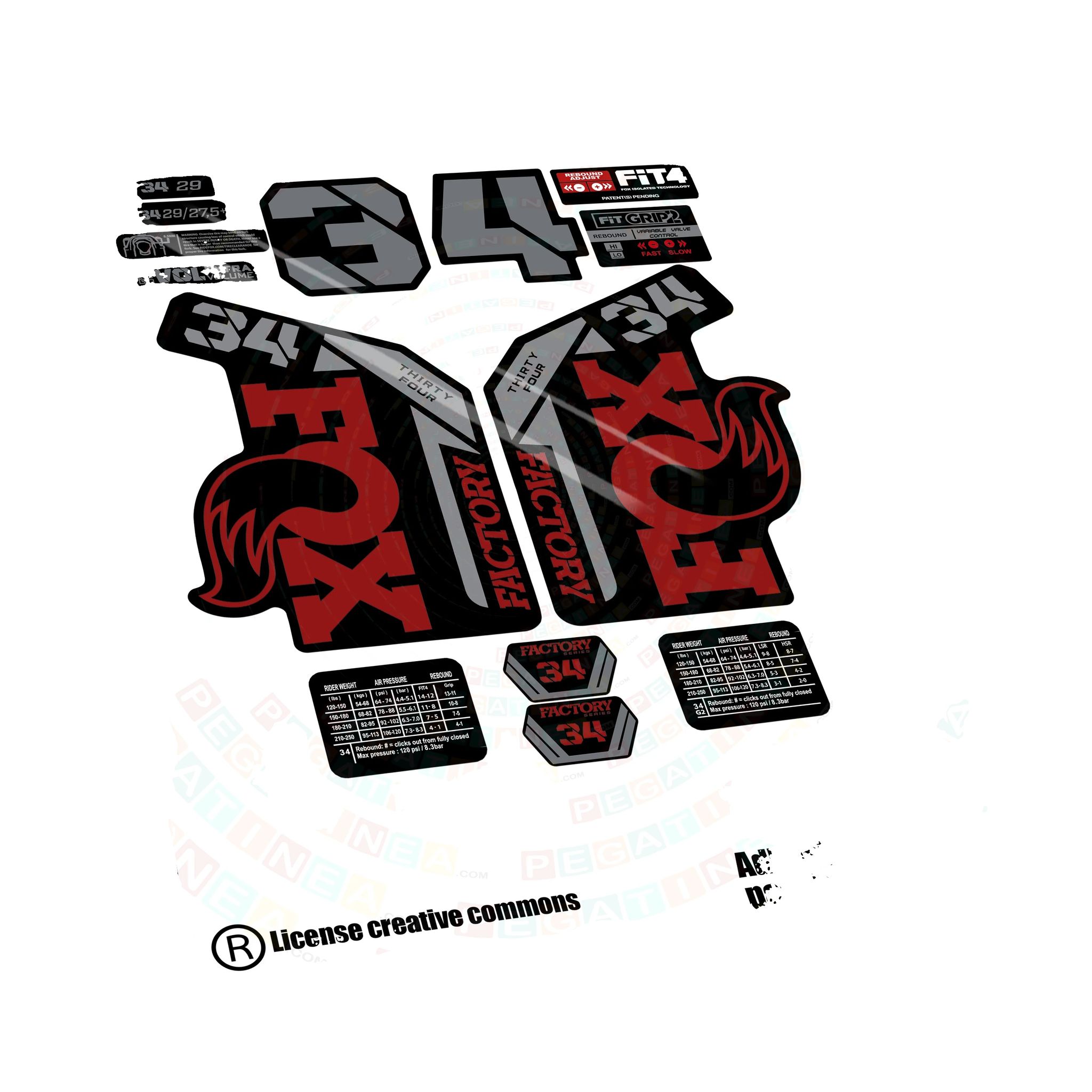 Gabelaufkleber, Anpassbares Design, Langlebiges Vinyl, Rot 031