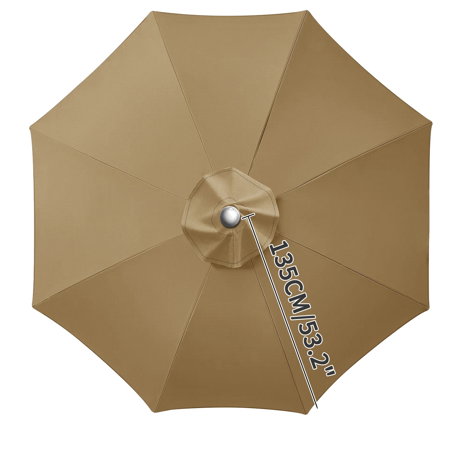 Regenschirmdach, Langlebiges Polyester, Windventil Für Stabilität, Sand 8rippen 2.7m