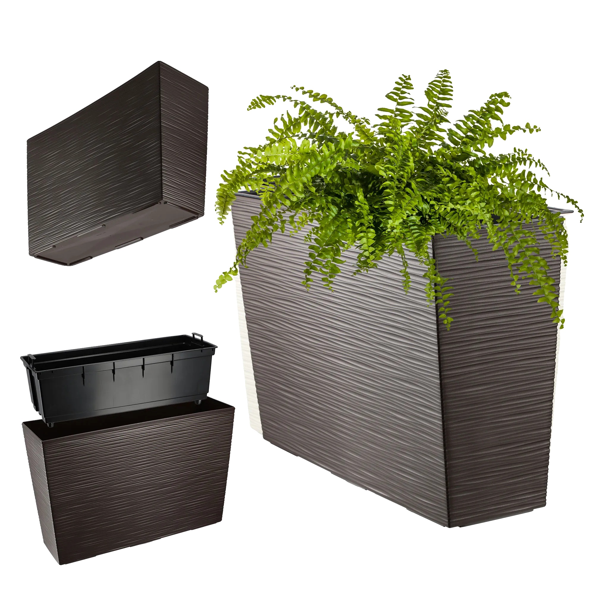 Blumentopf, Langlebiges Design, Integriertes Bewässerungssystem, Schokolade