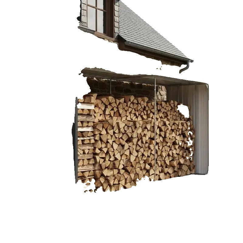 Holzlagerhaus, Verzinkter Stahl, Wetterfest, 330x92x153cm, Schokolade