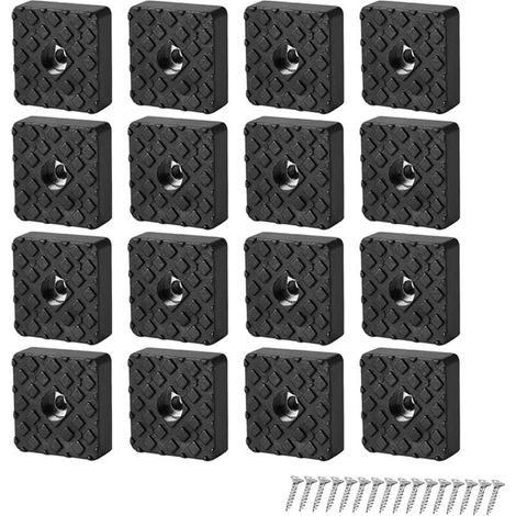 (16 Stück) Schwarze, Rutschfeste Stuhlbeinschoner Aus Gummi, Quadratische Möbelbeinschoner Für Stühle Und Sofas (30 X 30 X 10 Mm), Von Debuns
