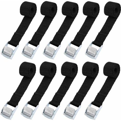10-teiliges Spanngurt-set (39 Cm) Für Motorrad-/auto-/fahrradträger, Maximale Traglast 500 Kg – Schwarz, Von Debuns
