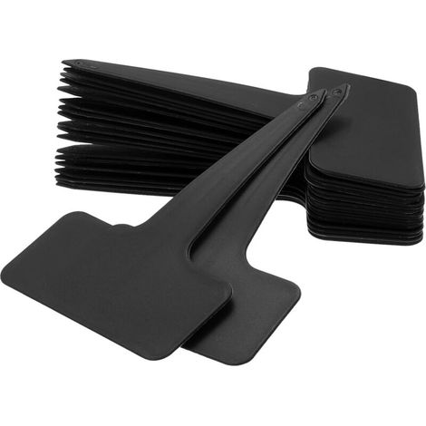100 T-förmige Kunststoffetiketten Für Gemüsegärten – Schwarz – 6 X 10 Cm