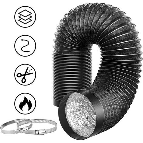 100-mm-aluminium-abluftschlauch – 2,5 Meter – Flexibel – Abluftschlauch Für Dunstabzugshaube, Wäschetrockner, Klimaanlage – Luftschlauch, Flexibler Schlauch, Lüftungskanal