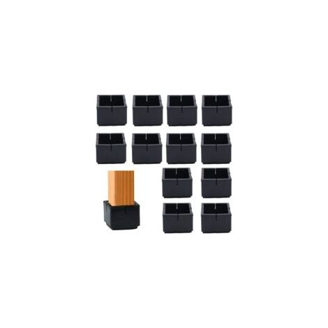 12 Quadratische Pvc-beinschoner (49–55 Mm) Für Stühle Und Tische Mit Quadratischen, Schwarzen Filzgleitern. Geeignet Für Stuhl-, Tisch- Und Sofabeine.