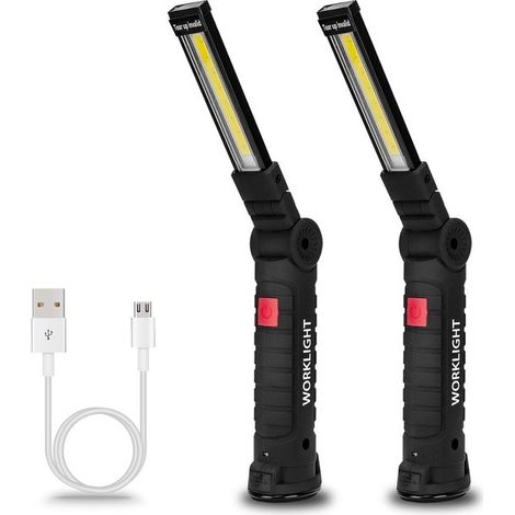 12-v-led-arbeitsleuchte – Wiederaufladbare Cob-arbeitsleuchte Mit Magnetfuß – 5 Leuchtmodi Und 360° Drehbarer Kopf – Für Auto, Garage Und Camping