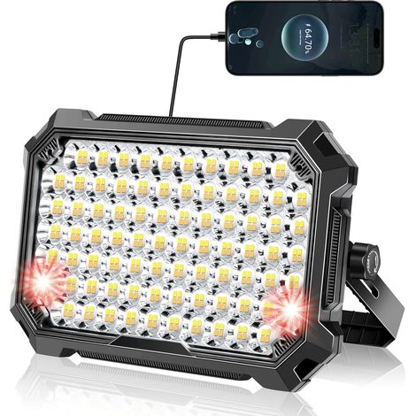 12.000w Led-arbeitsleuchte, 1.400 Lm, 12.000 Mah, 4 Beleuchtungsmodi, Ip65 Wasserdicht, Wiederaufladbar Für Den Einsatz Im Freien Und In Notfällen.