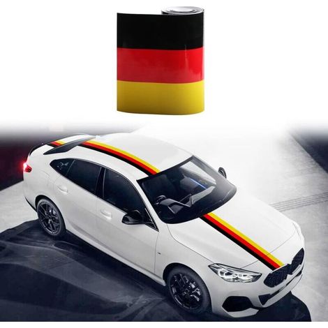 120 Cm X 15 Cm Großer Aufkleber Mit Streifenmuster Der Deutschen Flagge. Passend Für Fahrzeuge Im Europäischen Stil, Z. B. Audi, Bmw, Mini, Mercedes, Volkswagen, Für Motorhaube, Seite, Dach Und Porsch