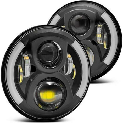 12v/24v Motorrad-led-scheinwerfer, Rund, Retro-blinker, 7 Zoll, Scheinwerferersatz Für Jeep Wrangler, 60w, Von Debuns