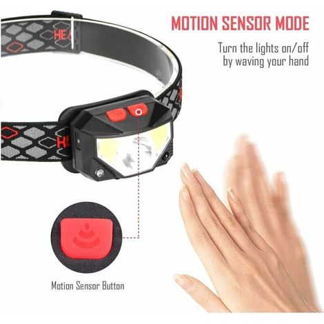 13thirteen Superhelle, Wiederaufladbare Led-stirnlampe Mit Sensor, Rotlicht, Geeignet Für Outdoor-aktivitäten Wie Camping, Laufen, Radfahren Und Angeln (schwarz), Von Debuns