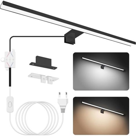 15-w-led-badezimmerspiegelleuchte (60 Cm), Zwei Farbtemperaturen (4000 K/6000 K), 1500 Lm, Schutzart Ip44 (wasserdicht), Badezimmerwandleuchte, Badezimmerbeleuchtung, Badezimmerstrahler, Schwarz