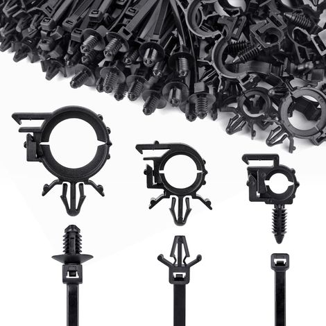 150 Universelle Nylon-kabelbinder, Schnellverschluss-kabelbinder Mit Reißverschluss, Inklusive Clips Für Kfz-kabelbäume, Universell