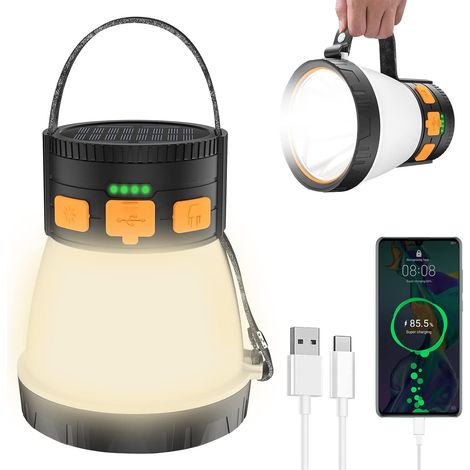 1500 Lumen Led-campinglaterne – Wiederaufladbar Und Solarbetrieben – Wasserdicht – 8 Leuchtmodi – Notfall-taschenlampe Für Outdoor-aktivitäten – Wandern – Hurrikansicher